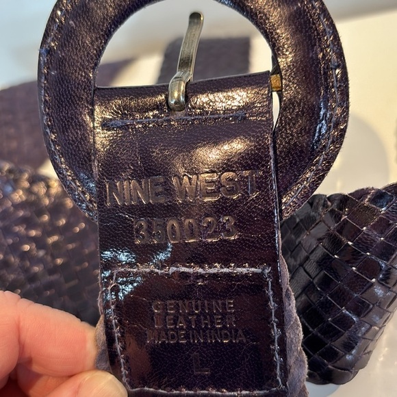 Nine West vintage eggplant purple 100% leather  weaved belt size large - Picture 7 of 11